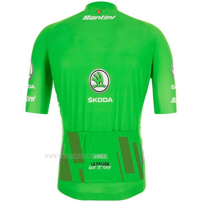 2020 Ropa Ciclismo Vuelta Espana Verde Mangas Corta y Culotte Corto